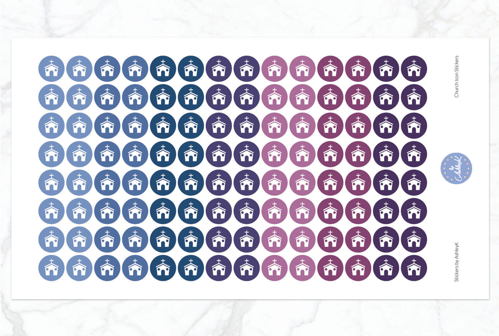 Church Icon Stickers - Blueberry