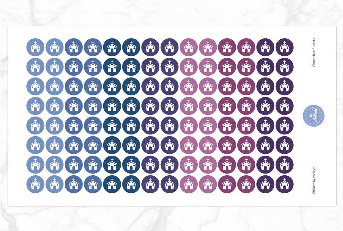 Church Icon Stickers - Blueberry