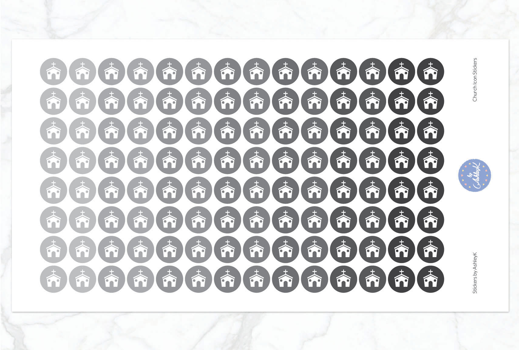 Church Icon Stickers - Monochrome