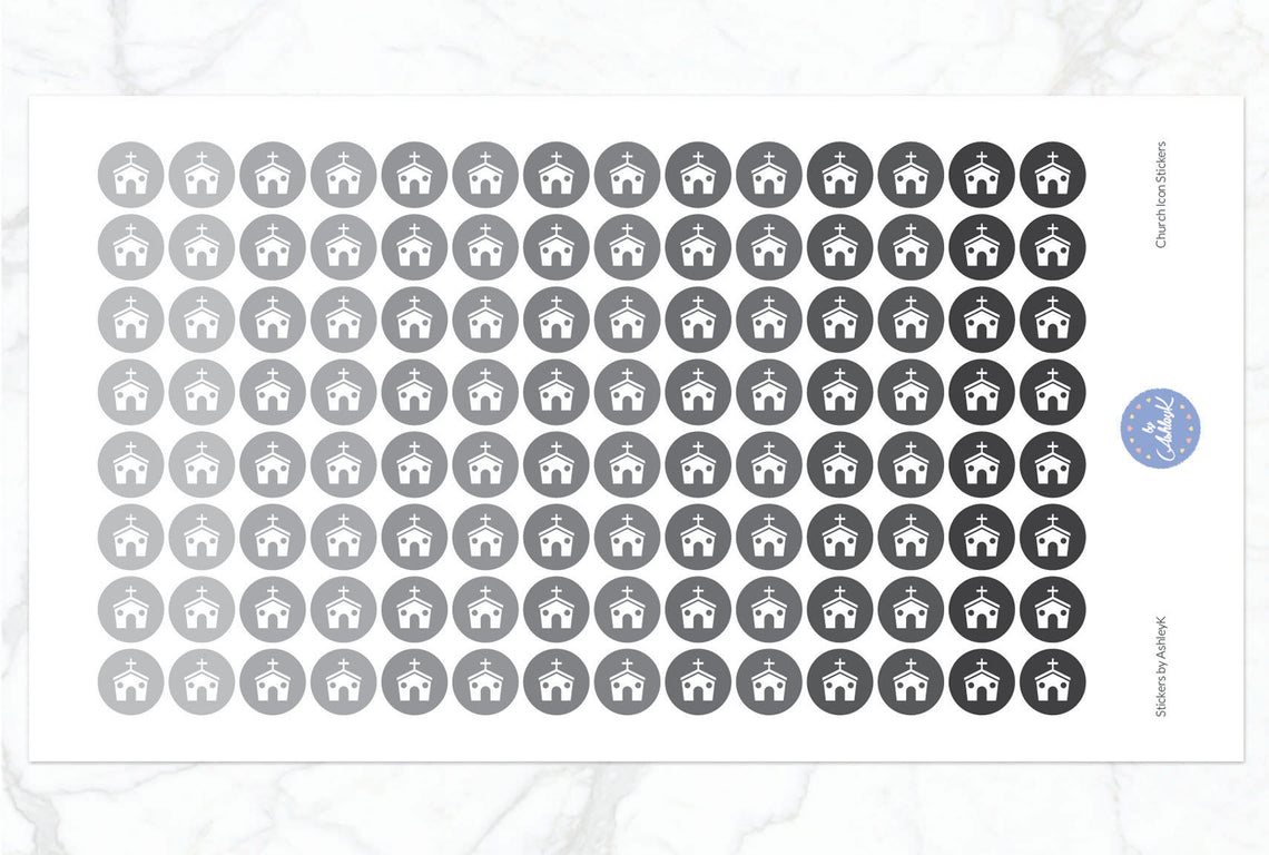 Church Icon Stickers - Monochrome