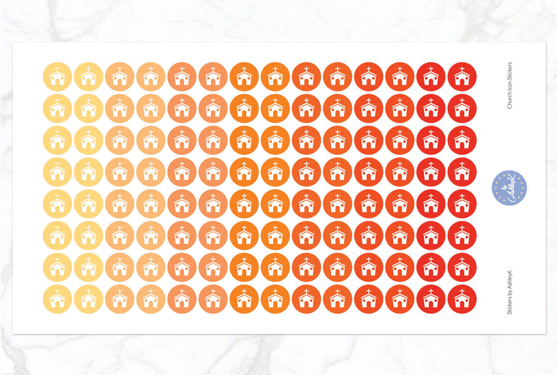 Church Icon Stickers - Orange
