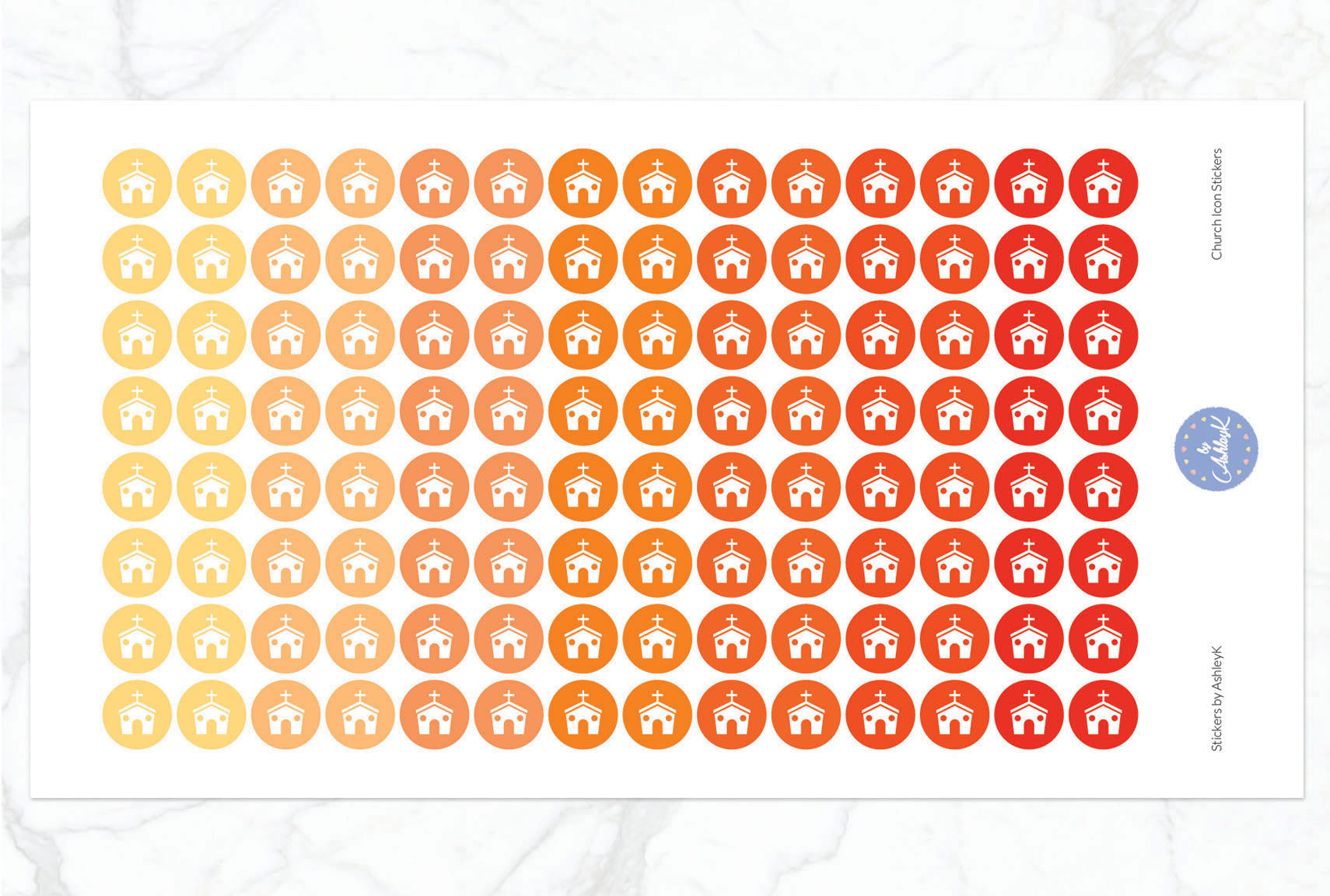 Church Icon Stickers - Orange