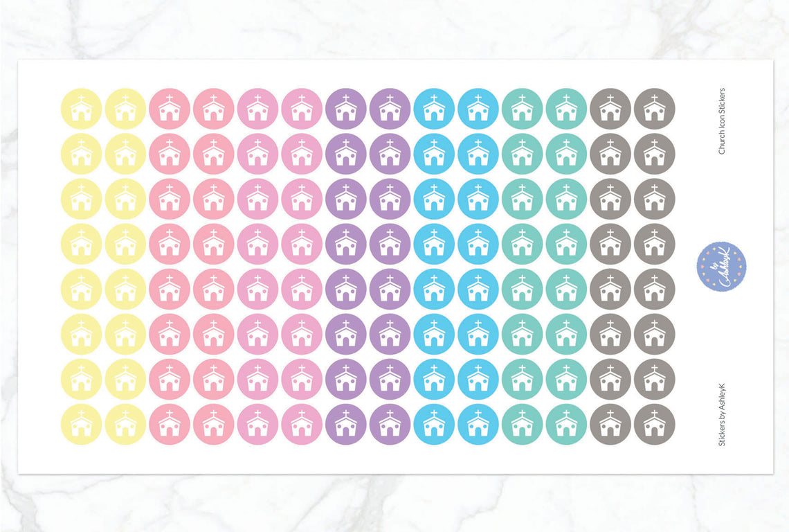 Church Icon Stickers - Pastel