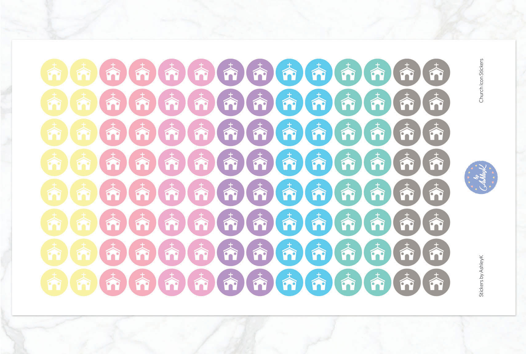 Church Icon Stickers - Pastel