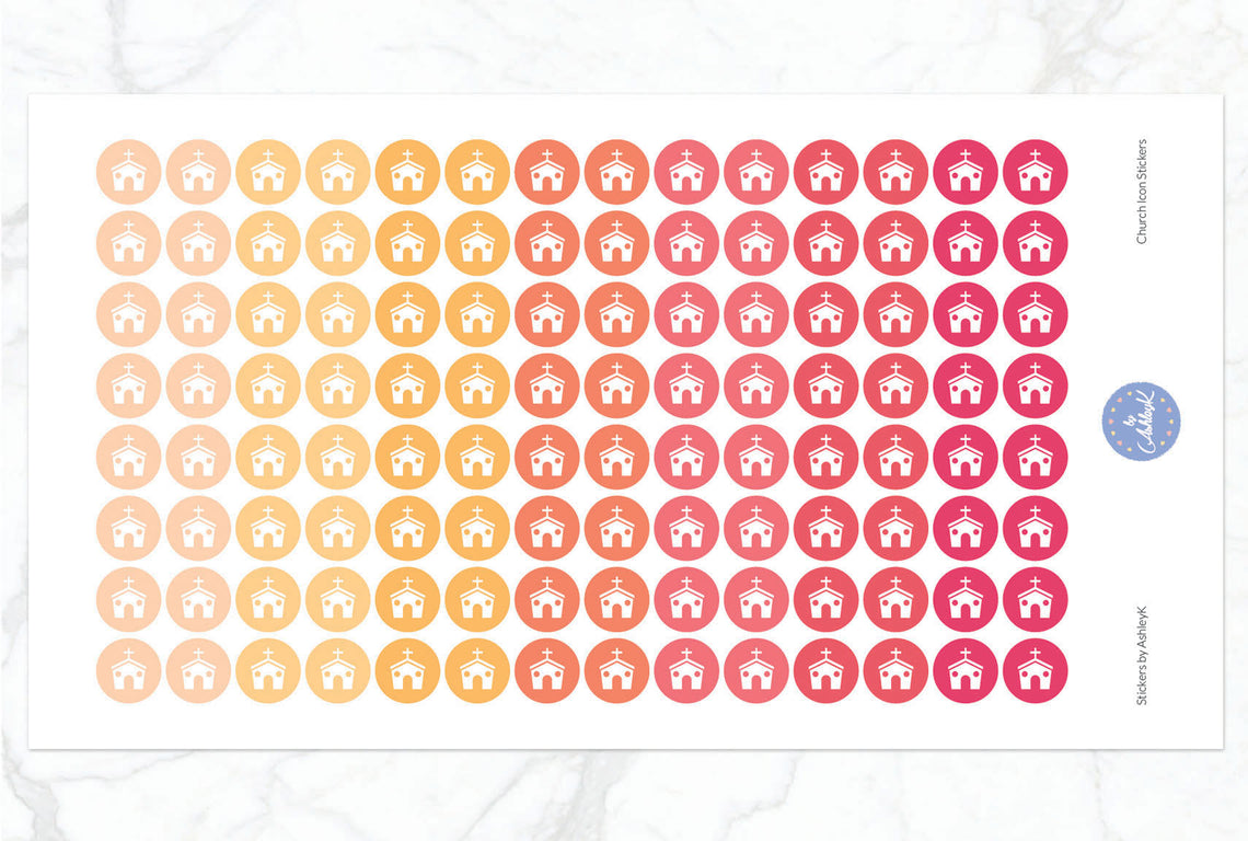 Church Icon Stickers - Peach