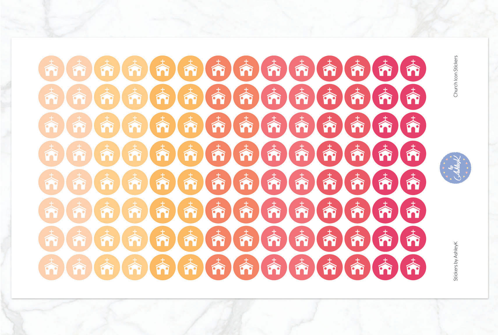 Church Icon Stickers - Peach