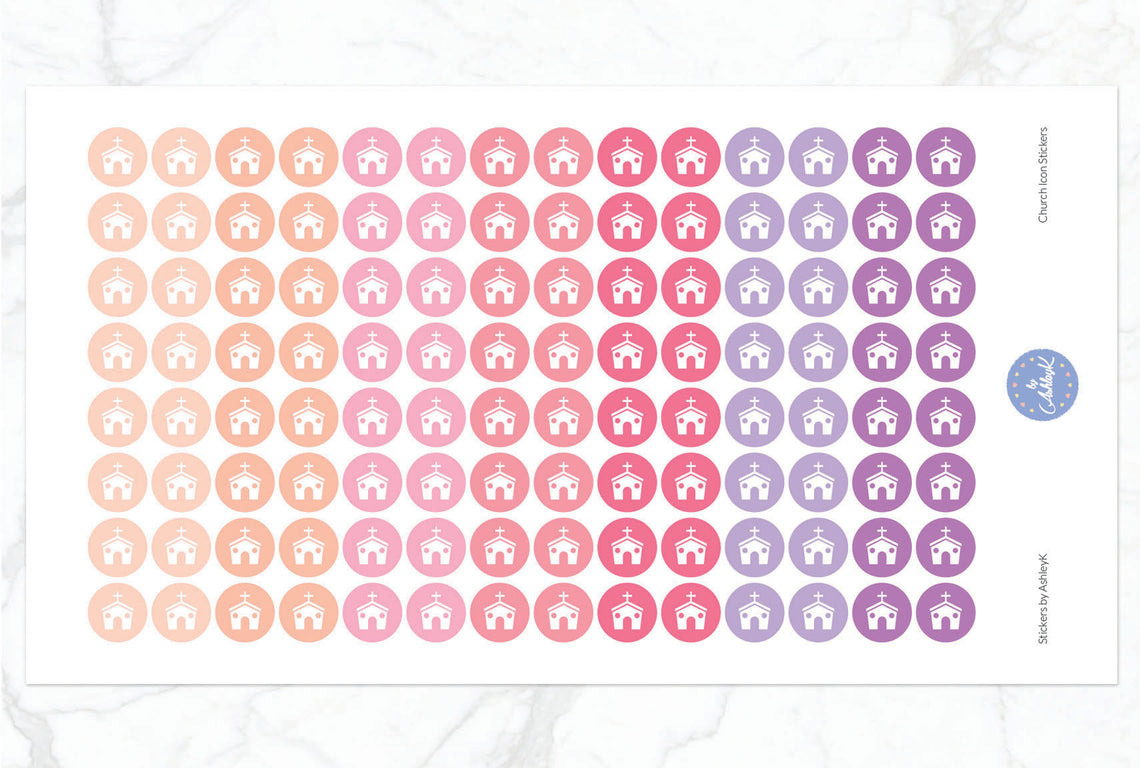 Church Icon Stickers - Raspberry