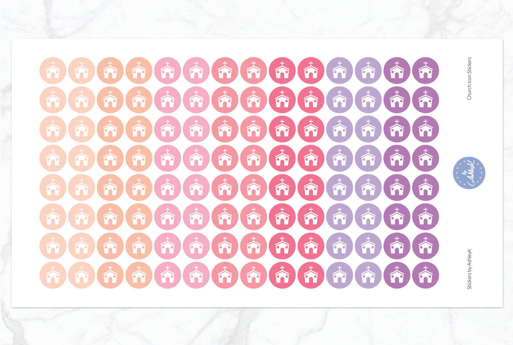 Church Icon Stickers - Raspberry