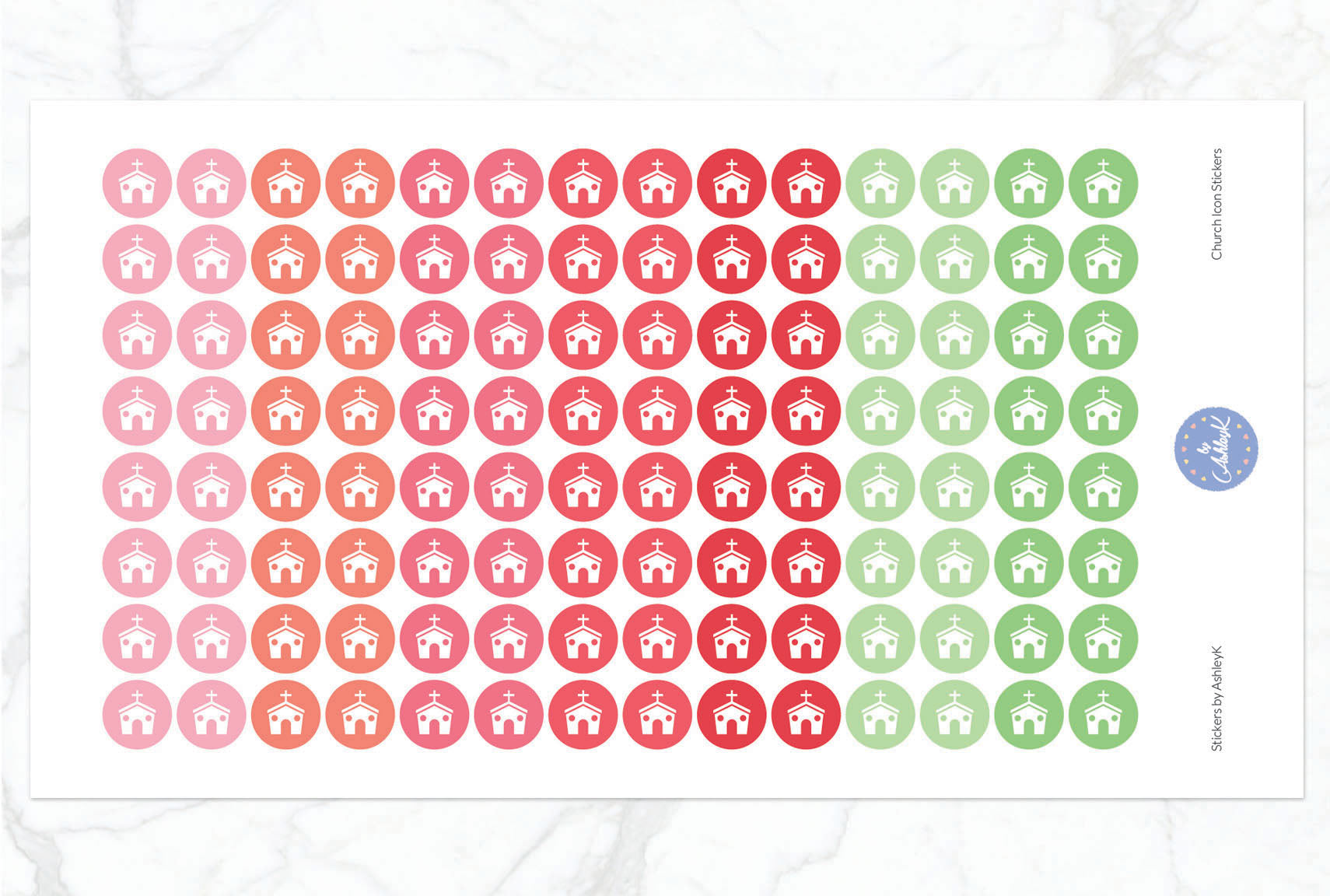 Church Icon Stickers - Strawberry