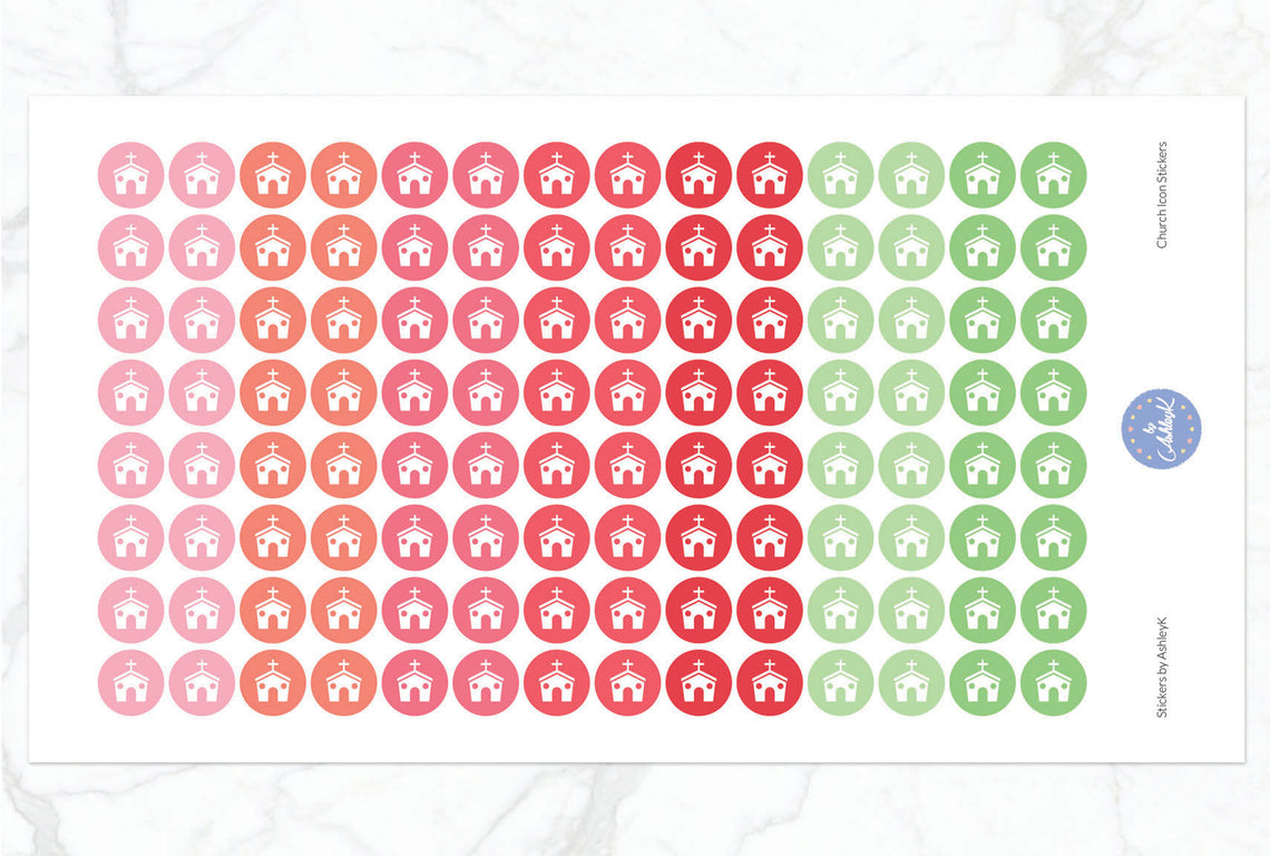 Church Icon Stickers - Strawberry