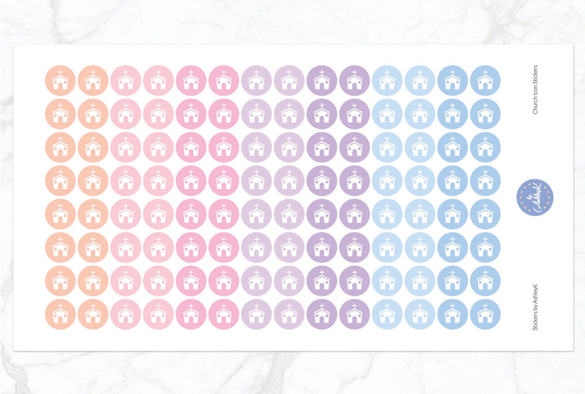 Church Icon Stickers - Pastel Sunset
