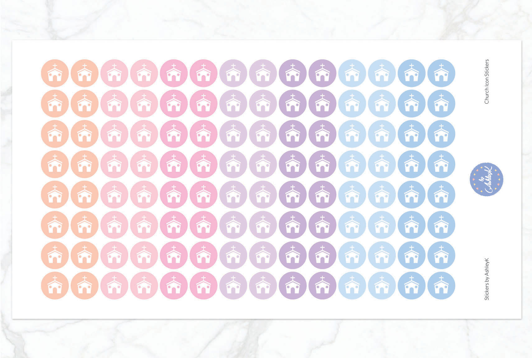 Church Icon Stickers - Pastel Sunset