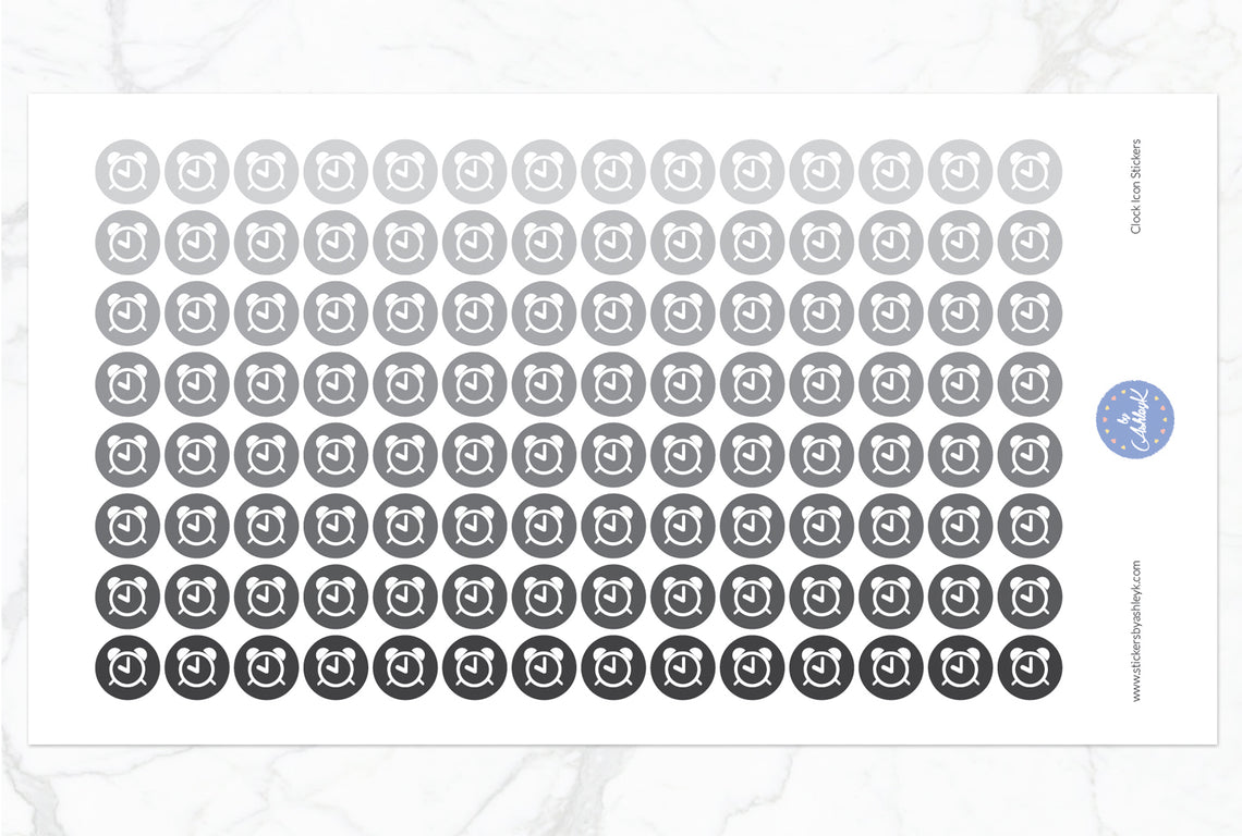 Clock Icon Round Stickers - Monochrome