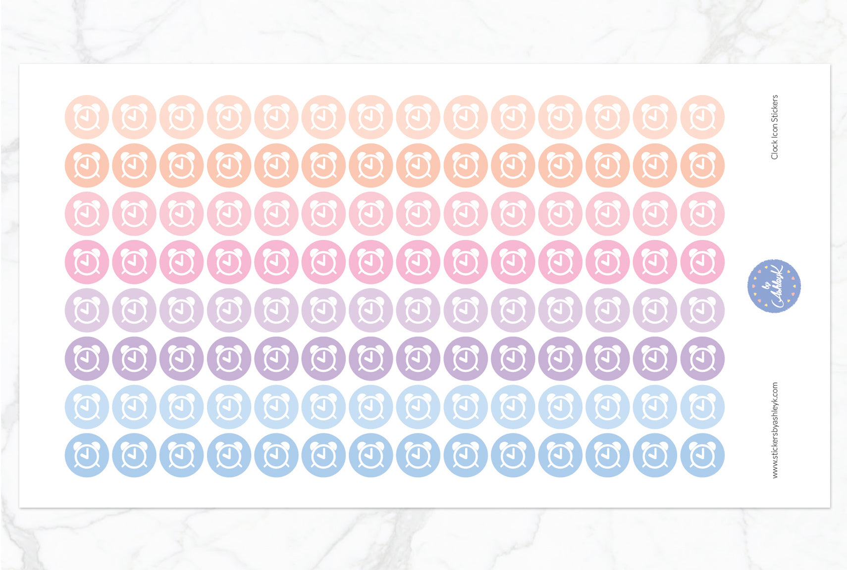 Clock Icon Round Stickers - Pastel Sunset