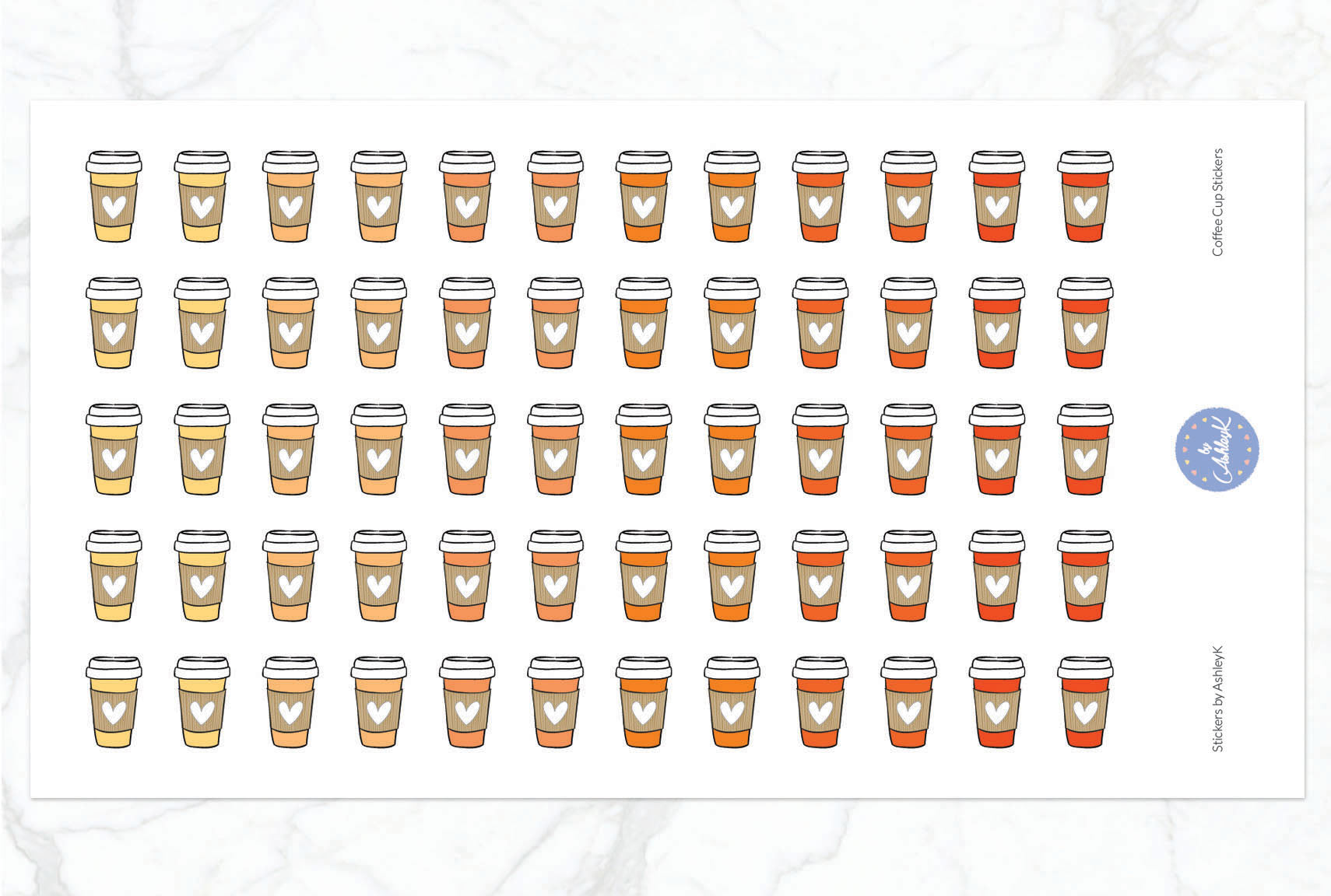 Coffee Cup Stickers - Orange