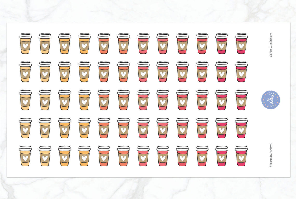 Coffee Cup Stickers - Peach