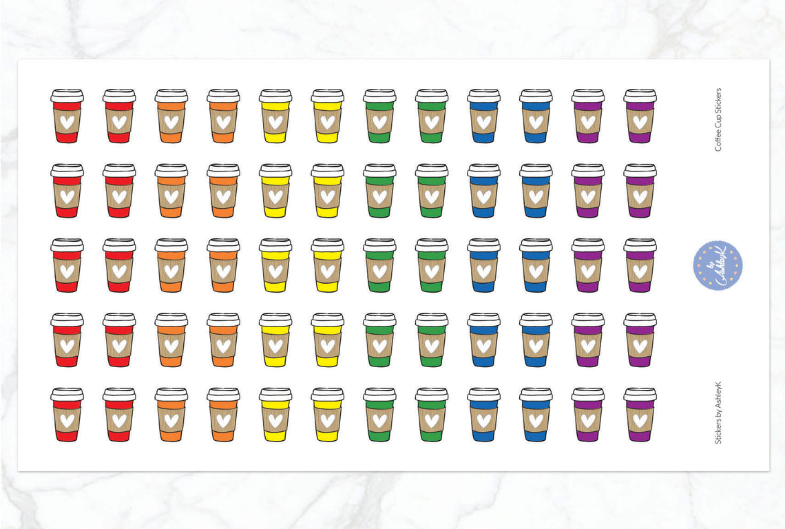 Coffee Cup Stickers - Rainbow