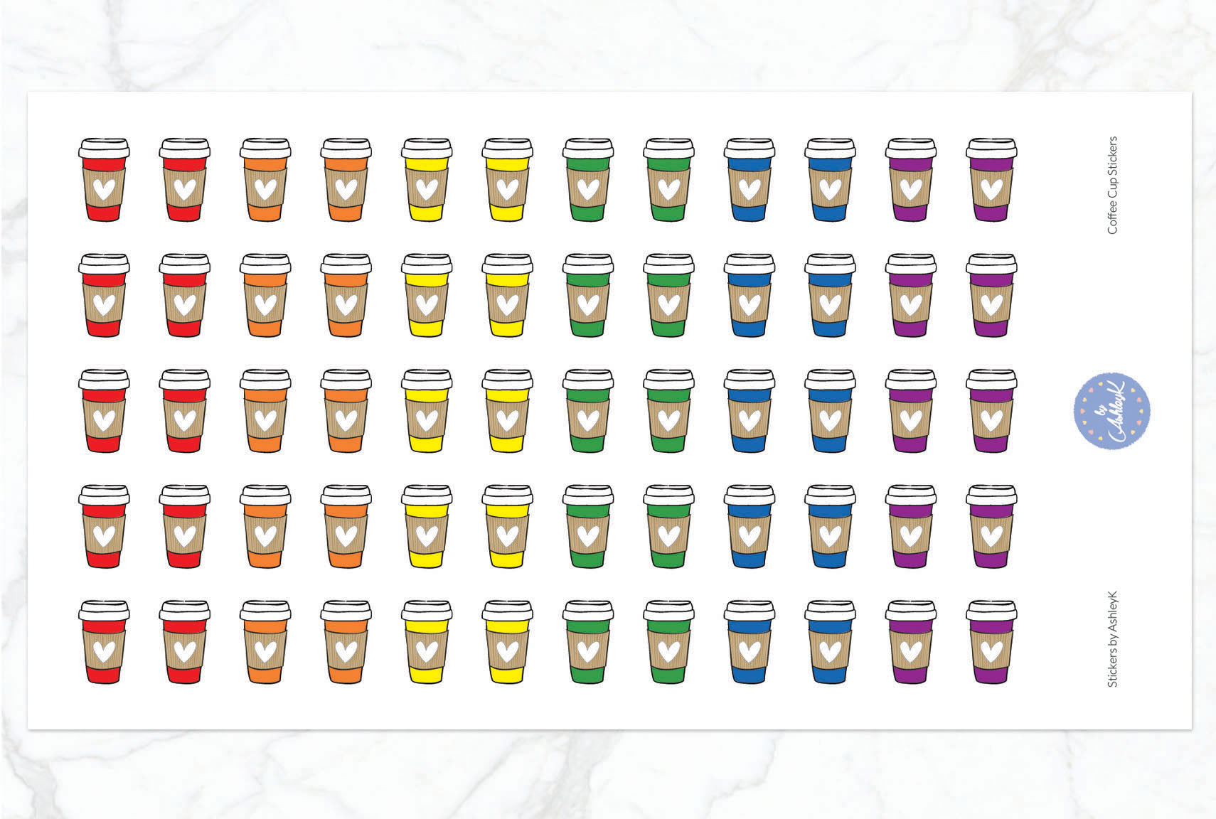 Coffee Cup Stickers - Rainbow