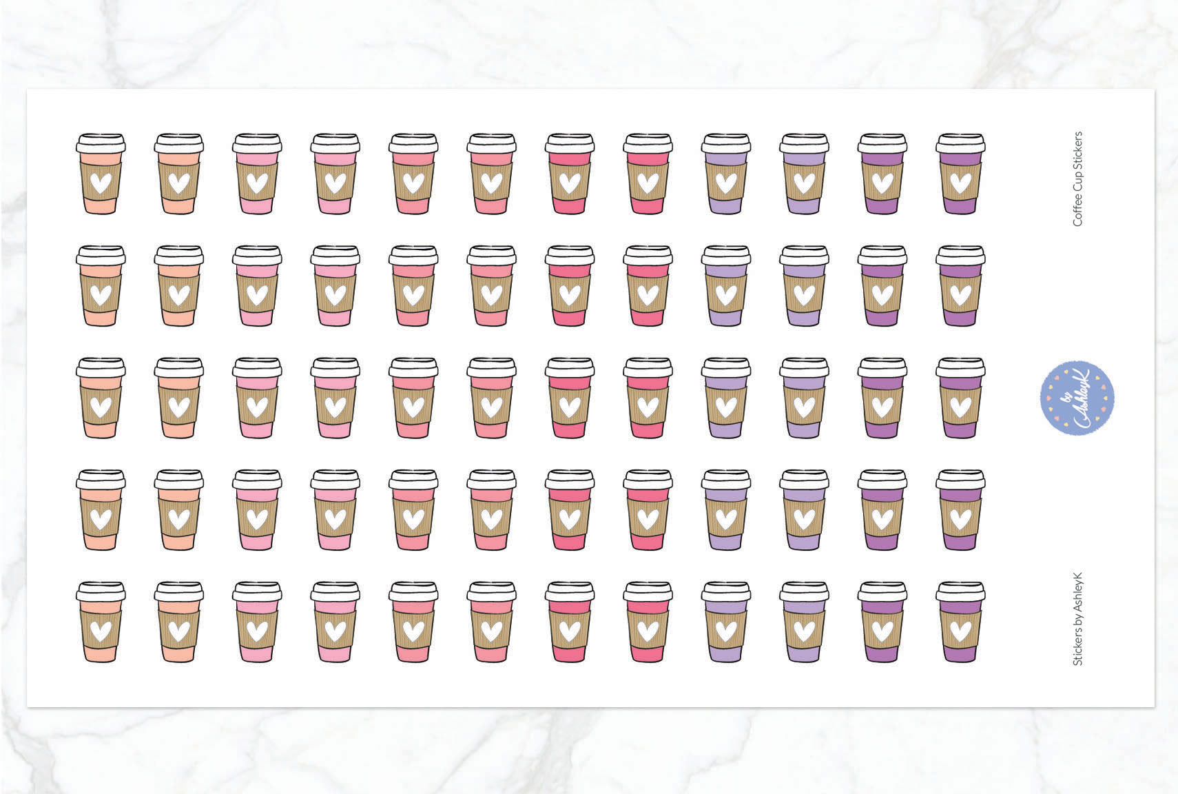 Coffee Cup Stickers - Raspberry