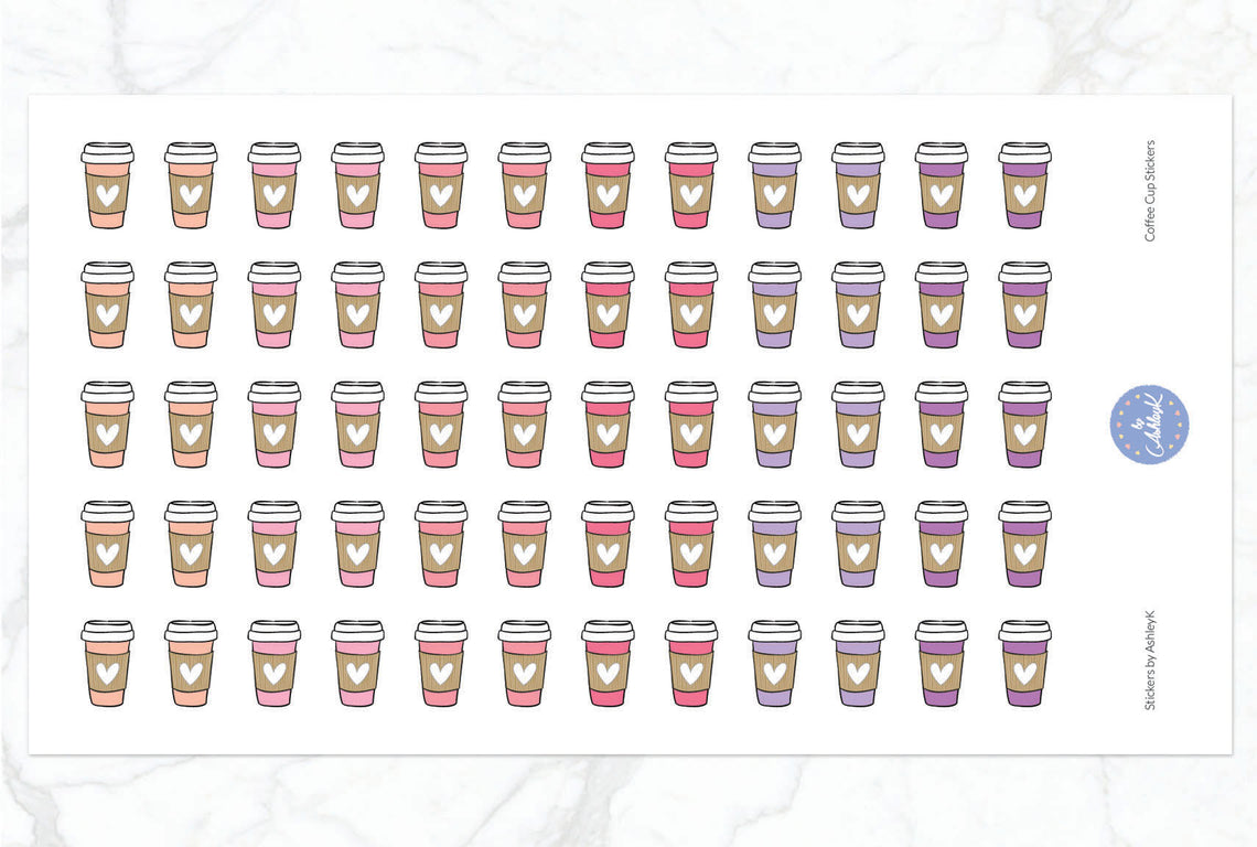 Coffee Cup Stickers - Raspberry