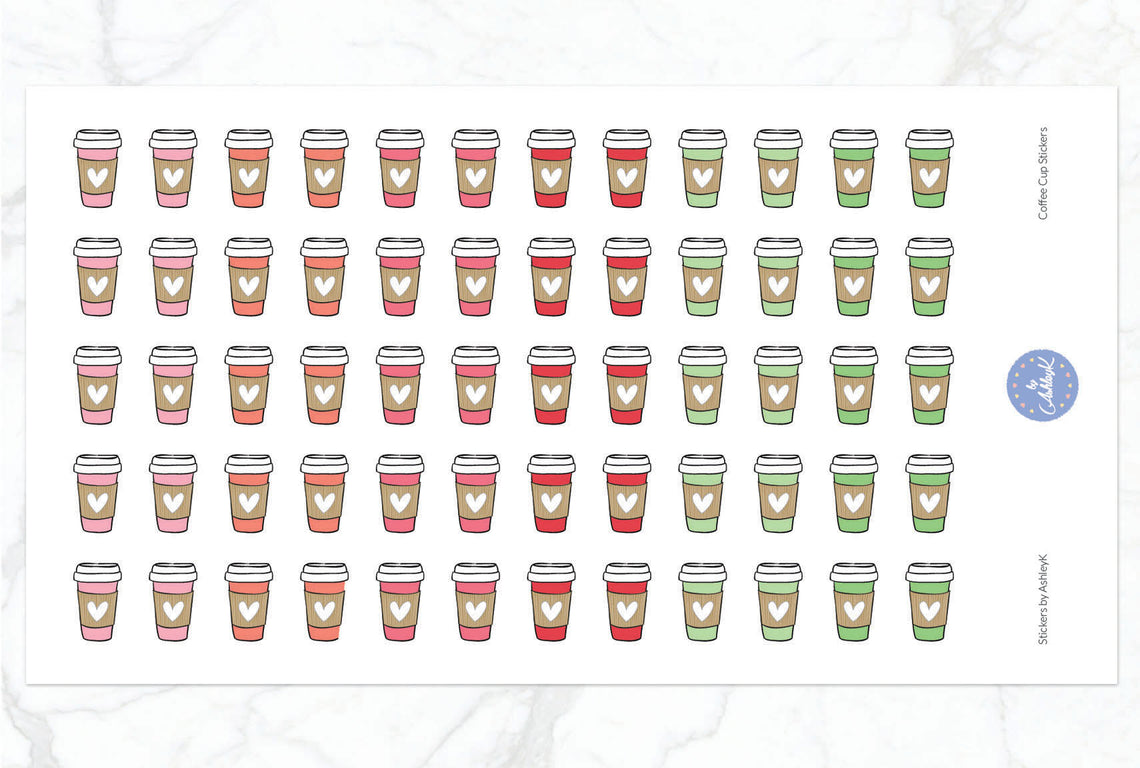 Coffee Cup Stickers - Strawberry