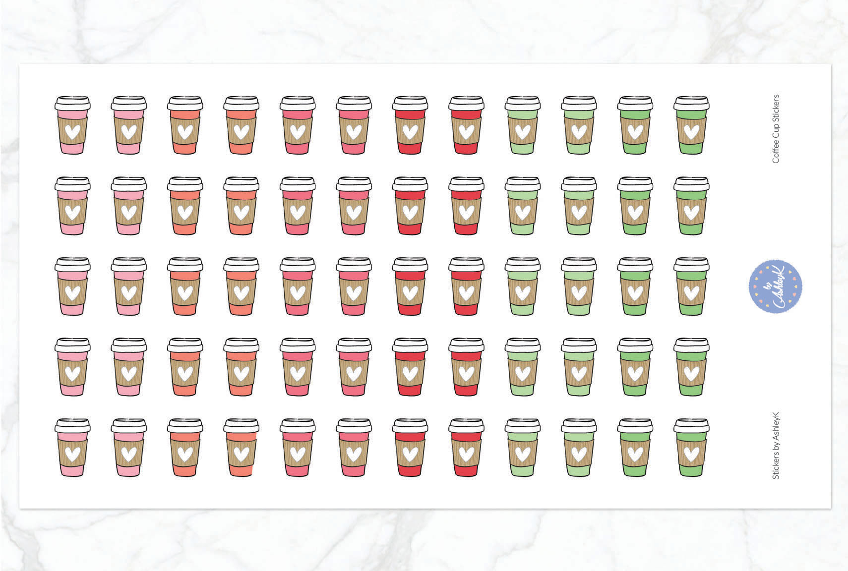 Coffee Cup Stickers - Strawberry
