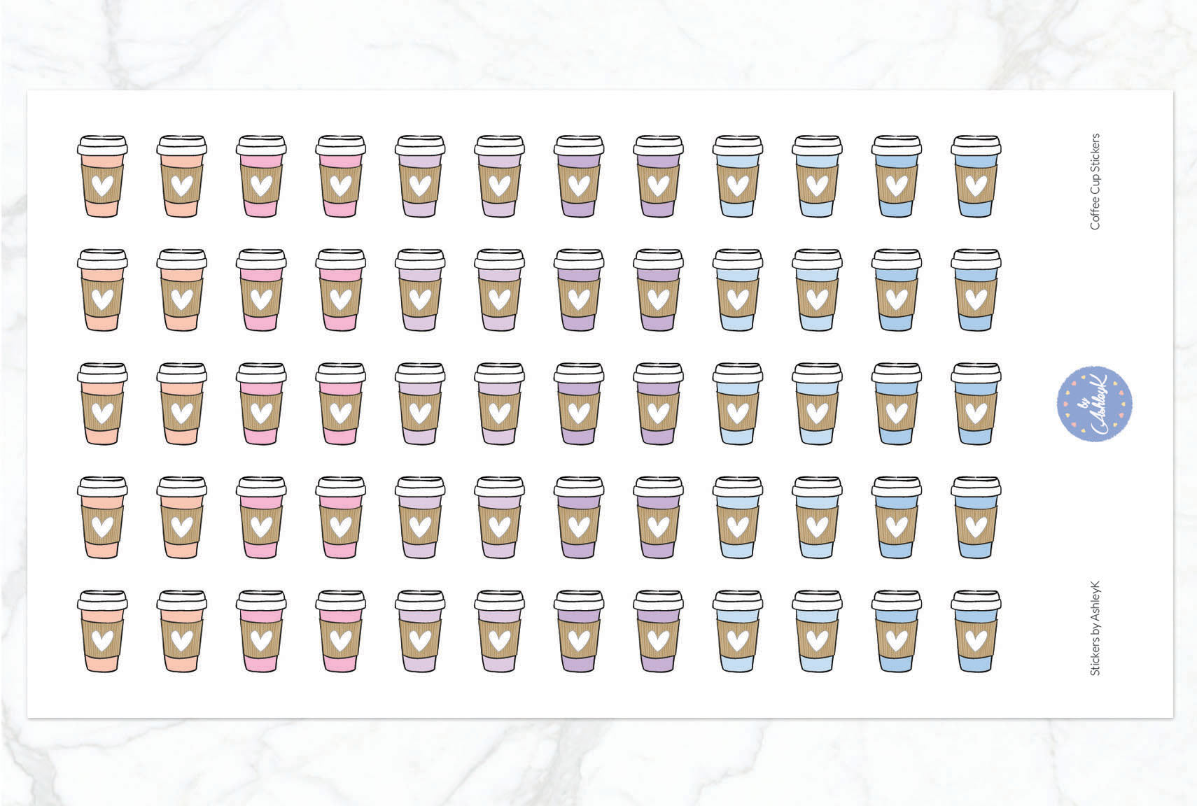Coffee Cup Stickers - Pastel Sunset
