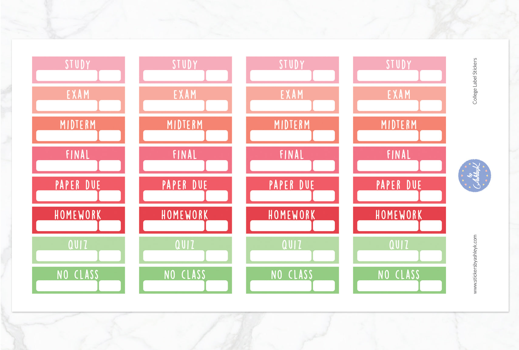 College Label Stickers - Strawberry