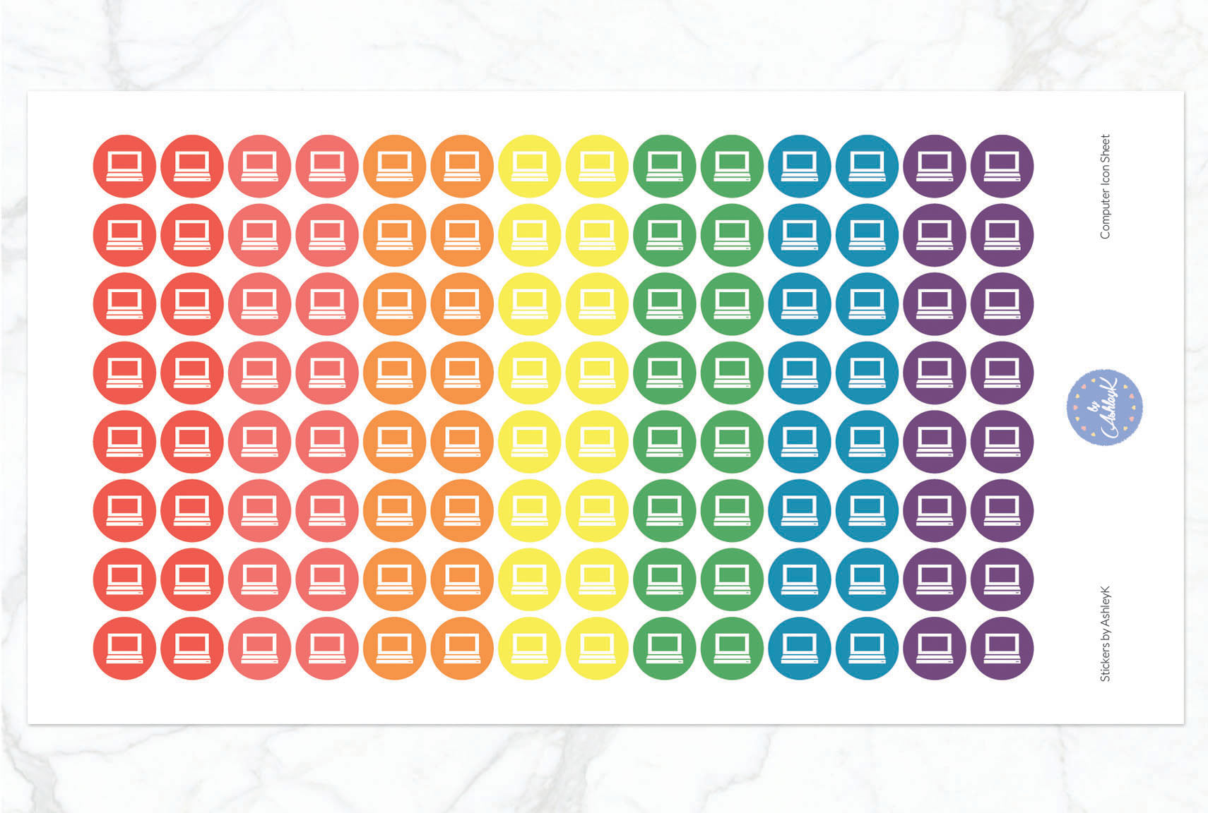 Computer Icon Stickers - Pastel Rainbow