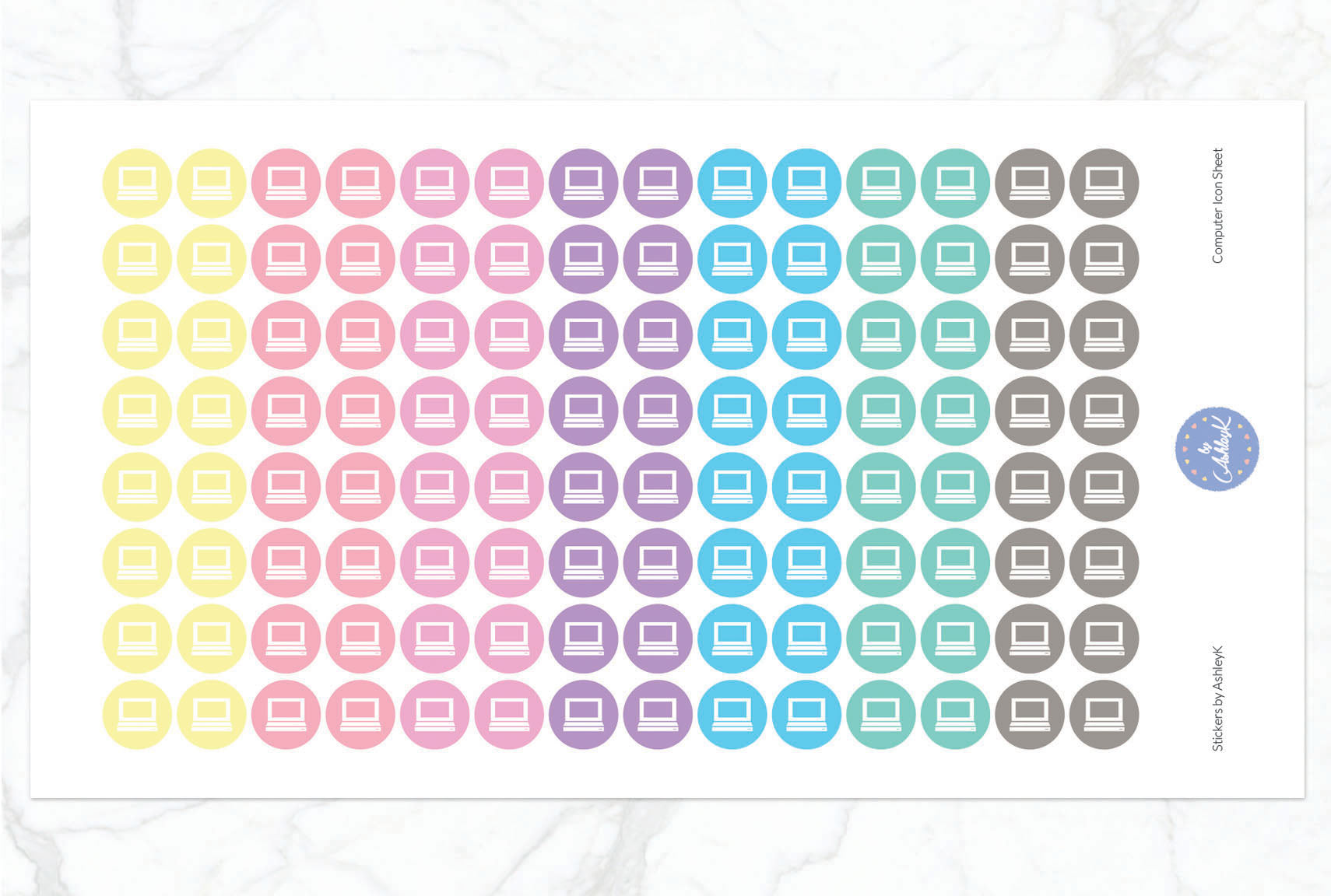 Computer Icon Stickers - Pastel