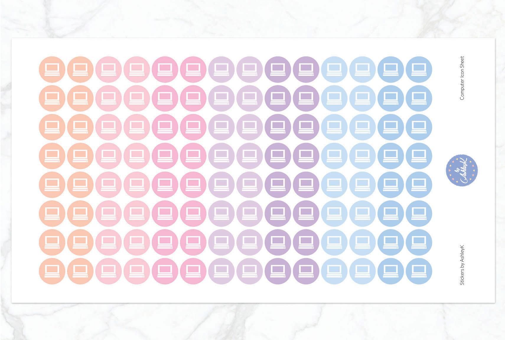 Computer Icon Stickers - Pastel Sunset