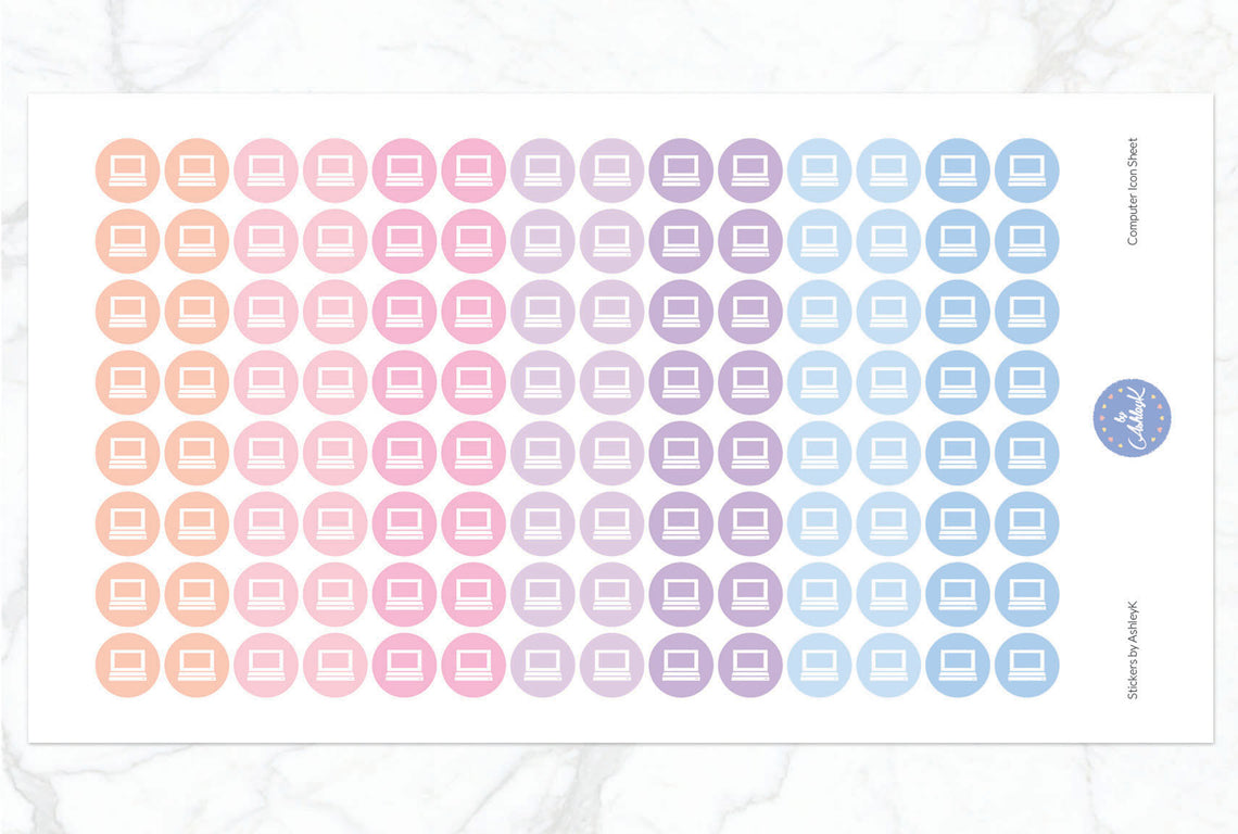 Computer Icon Stickers - Pastel Sunset