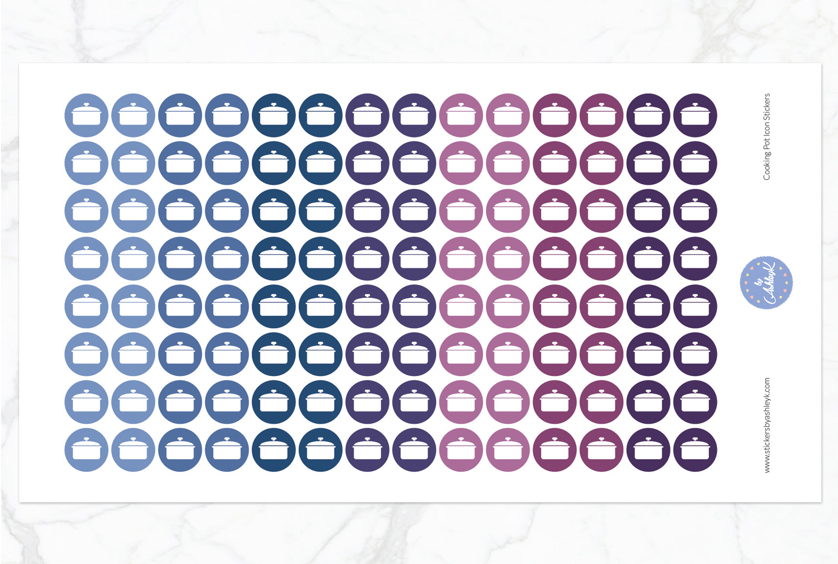Cooking Pot Icon Round Stickers - Blueberry