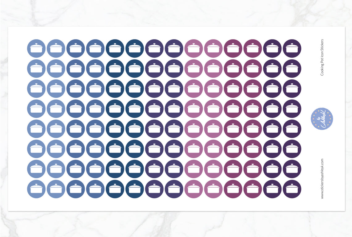 Cooking Pot Icon Round Stickers - Blueberry