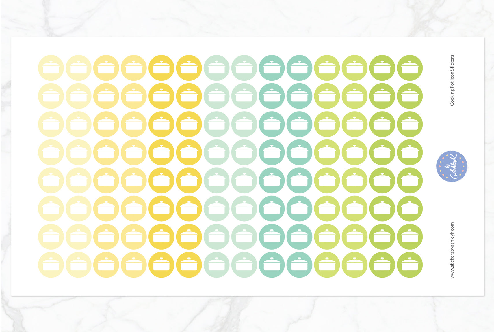 Cooking Pot Icon Round Stickers - Lemon&Lime