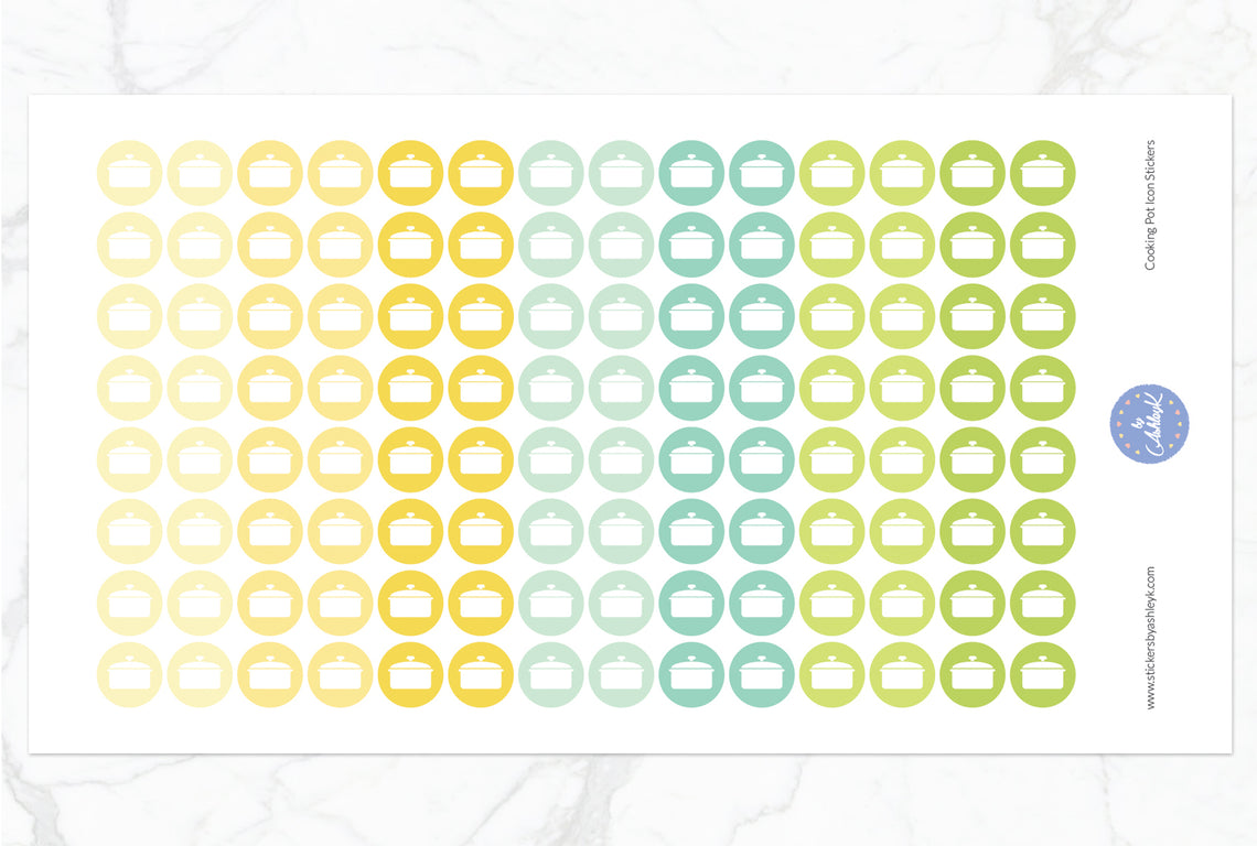 Cooking Pot Icon Round Stickers - Lemon&Lime