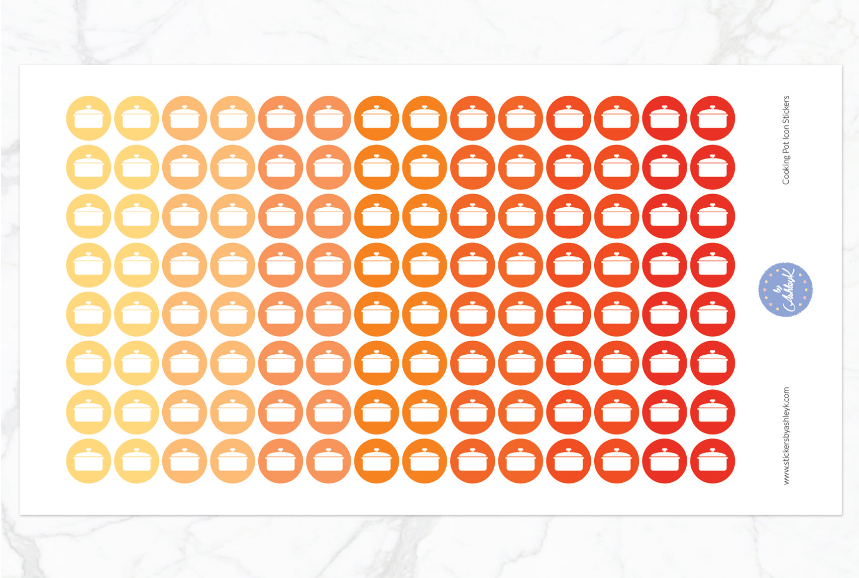 Cooking Pot Icon Round Stickers - Orange