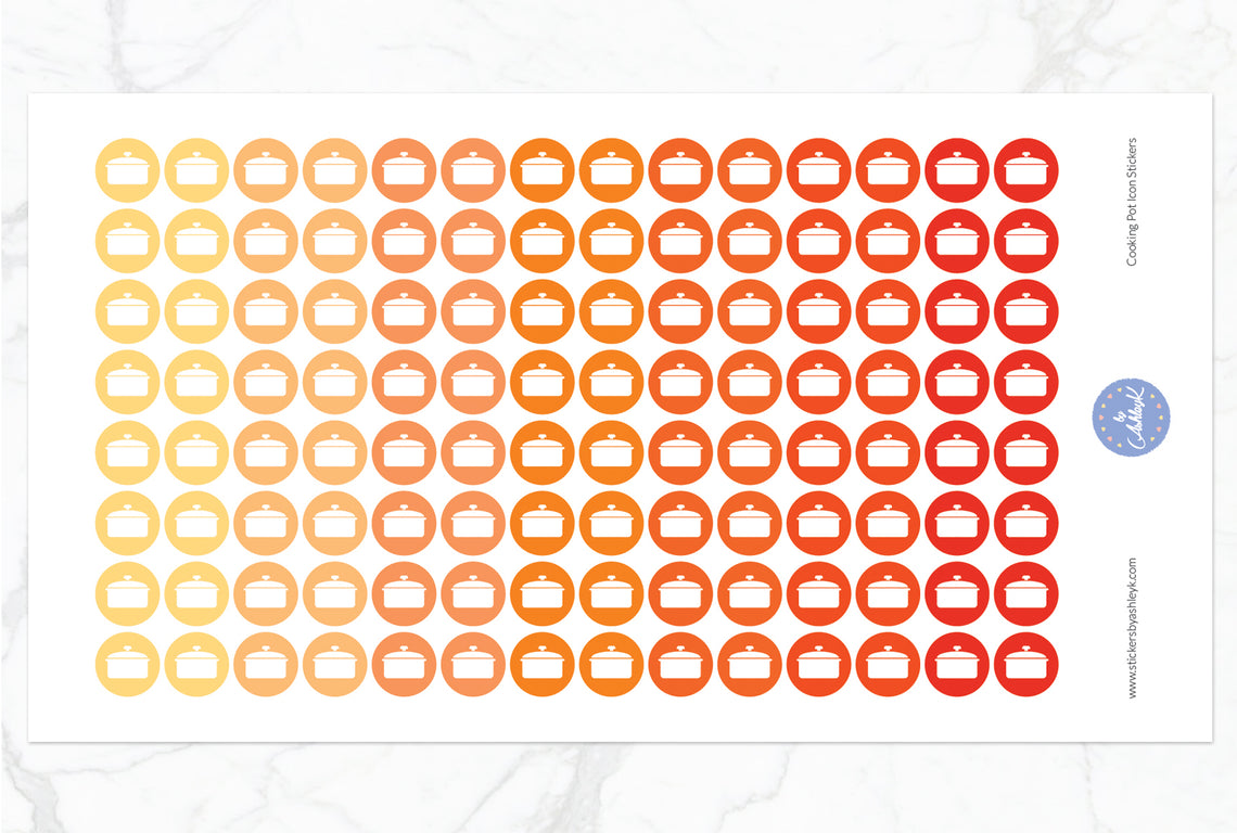 Cooking Pot Icon Round Stickers - Orange