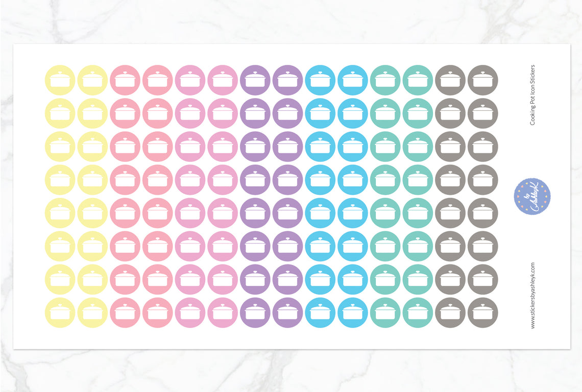 Cooking Pot Icon Round Stickers - Pastel