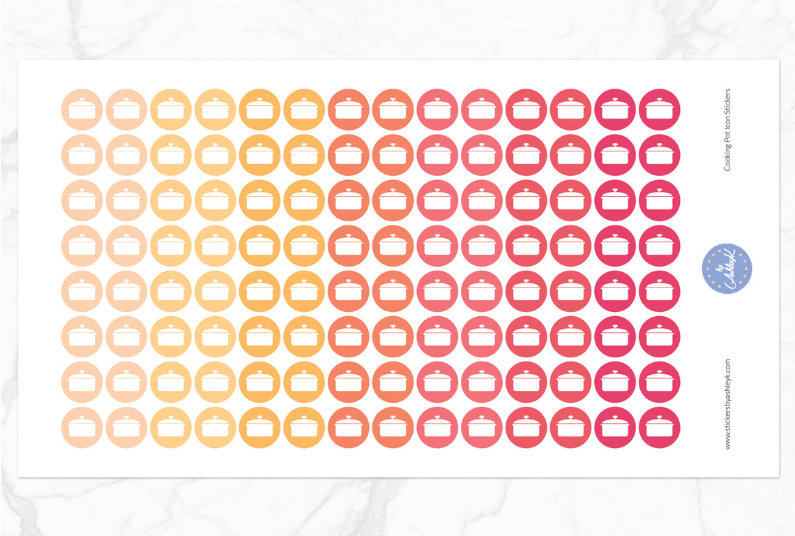 Cooking Pot Icon Round Stickers - Peach