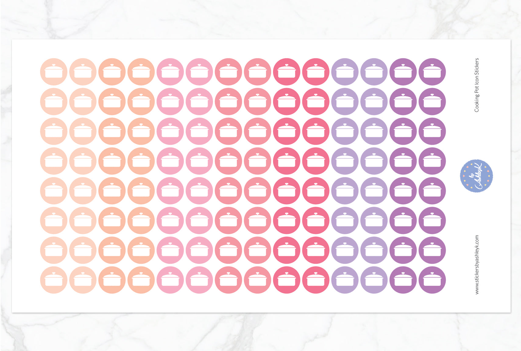 Cooking Pot Icon Round Stickers - Raspberry