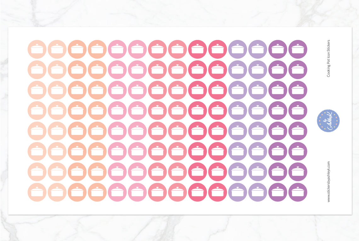 Cooking Pot Icon Round Stickers - Raspberry