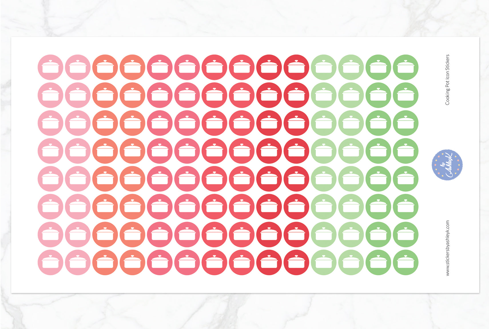 Cooking Pot Icon Round Stickers - Strawberry