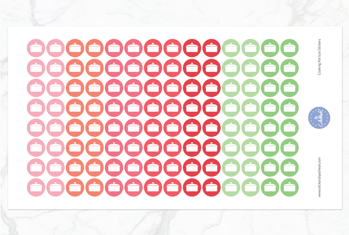 Cooking Pot Icon Round Stickers - Strawberry