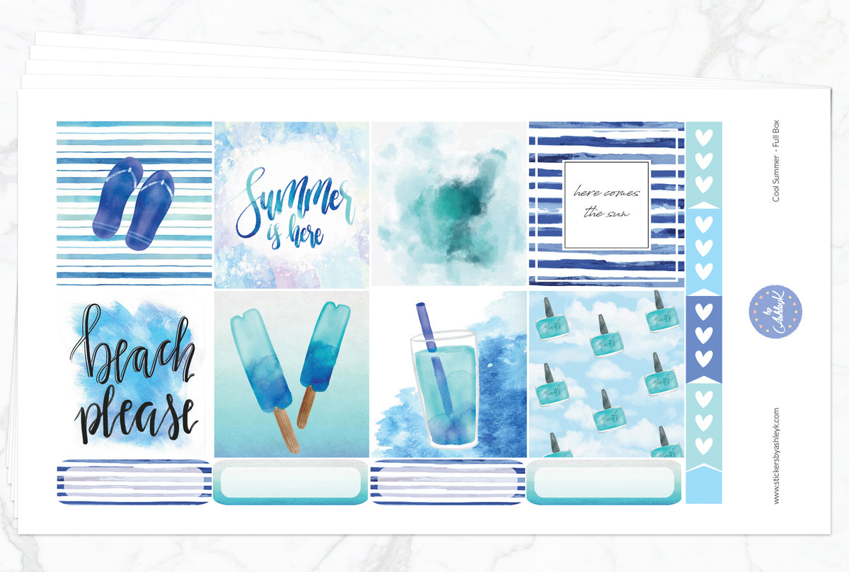 Cool Summer Weekly Kit - Erin Condren Horizontal Planner Stickers ...