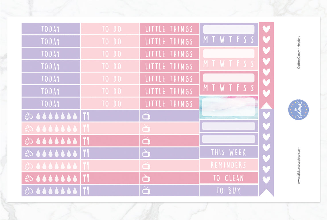 Cotton Candy Weekly Kit  - Functional Sheet