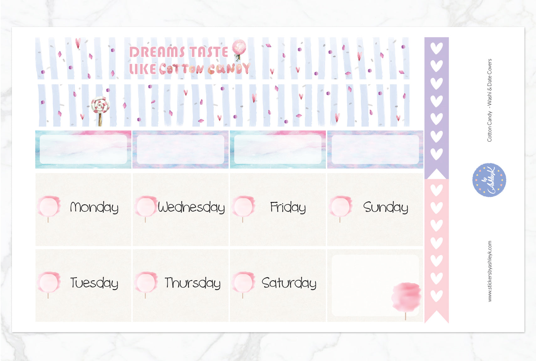 Cotton Candy Weekly Kit  - Washi Sheet