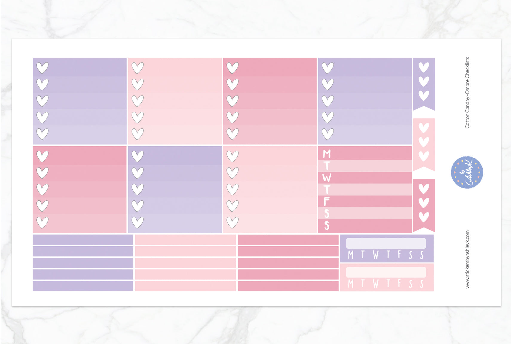 Cotton Candy Weekly Kit  - Ombre Checklist Sheet