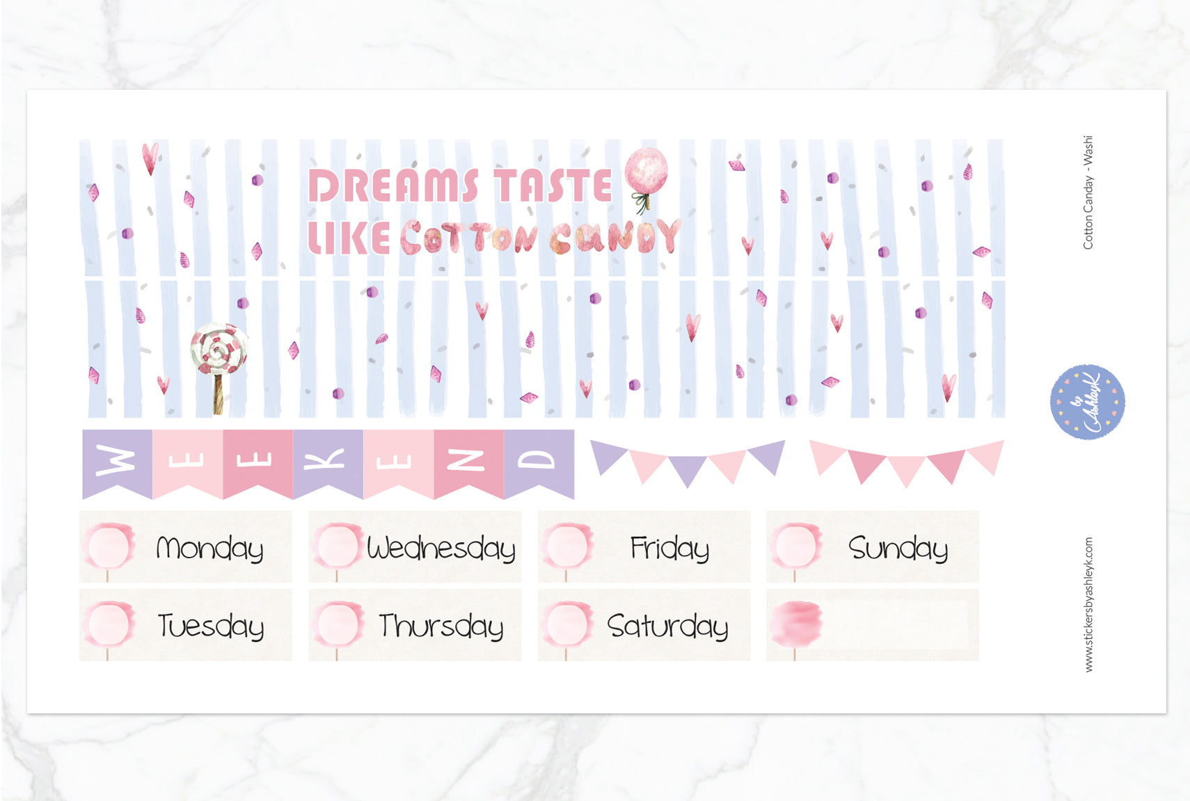 Cotton Candy Weekly Kit  - Washi Sheet
