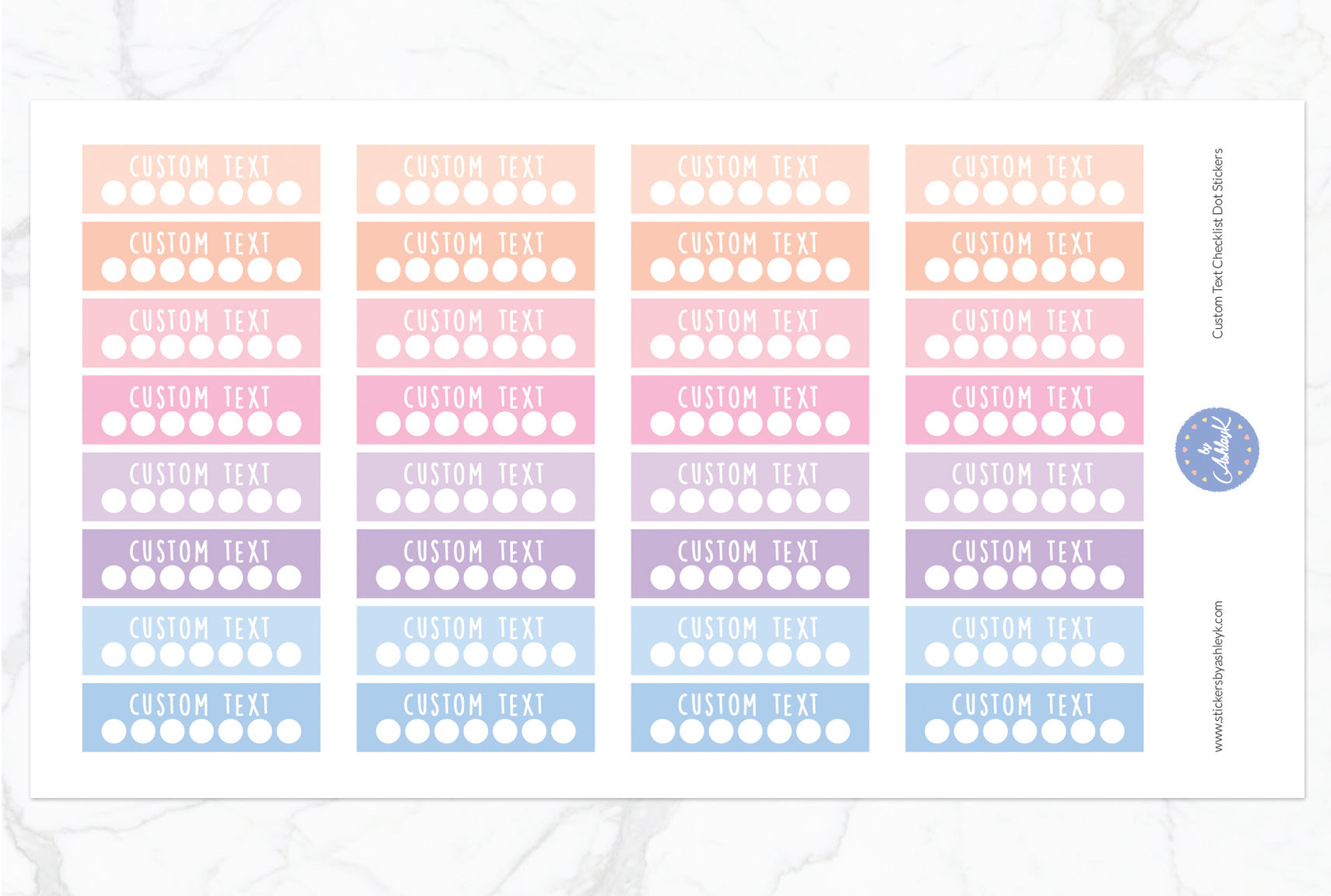 Custom Text Checklist Dot Stickers - Pastel Sunset
